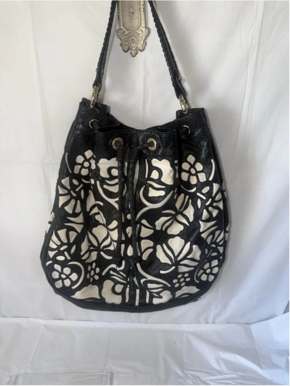 Antonio Melani Hobo Boho Bag canvas and leather shoulder bag Bohemian